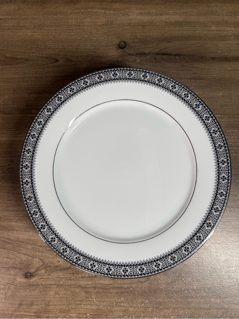 (5) Noritake Segovia 2216 Japan Dinner Plates Black Platinum Vintage